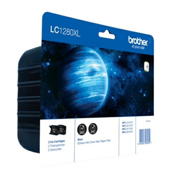 Original Brother LC-1280XLBKBP2DR Tintenpatrone schwarz High-Capacity Doppelpack, 2.400 Seiten, Inhalt 9 ml, VE=2