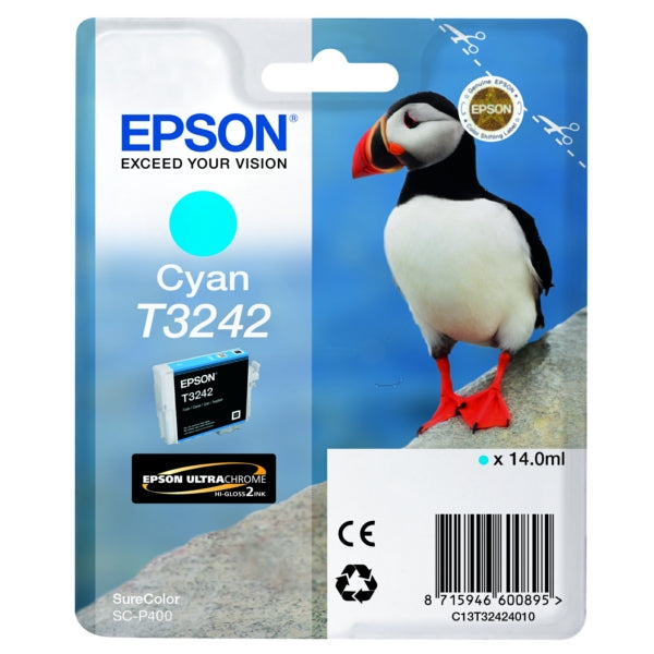 Original Epson C13T32424010 / T3242 Tintenpatrone cyan, 980 Seiten, Inhalt 14 ml