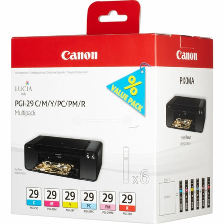 Original Canon 4873B005 / PGI-29 Tintenpatrone MultiPack C,M,Y,PC,PM,RY, Inhalt VE=6
