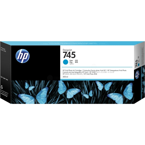 Original HP F9K03A / 745 Tintenpatrone cyan, Inhalt 300 ml