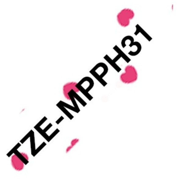 Original Brother TZ-EMPPH31 DirectLabel schwarz auf pink hearts Laminat 12mm x 4m