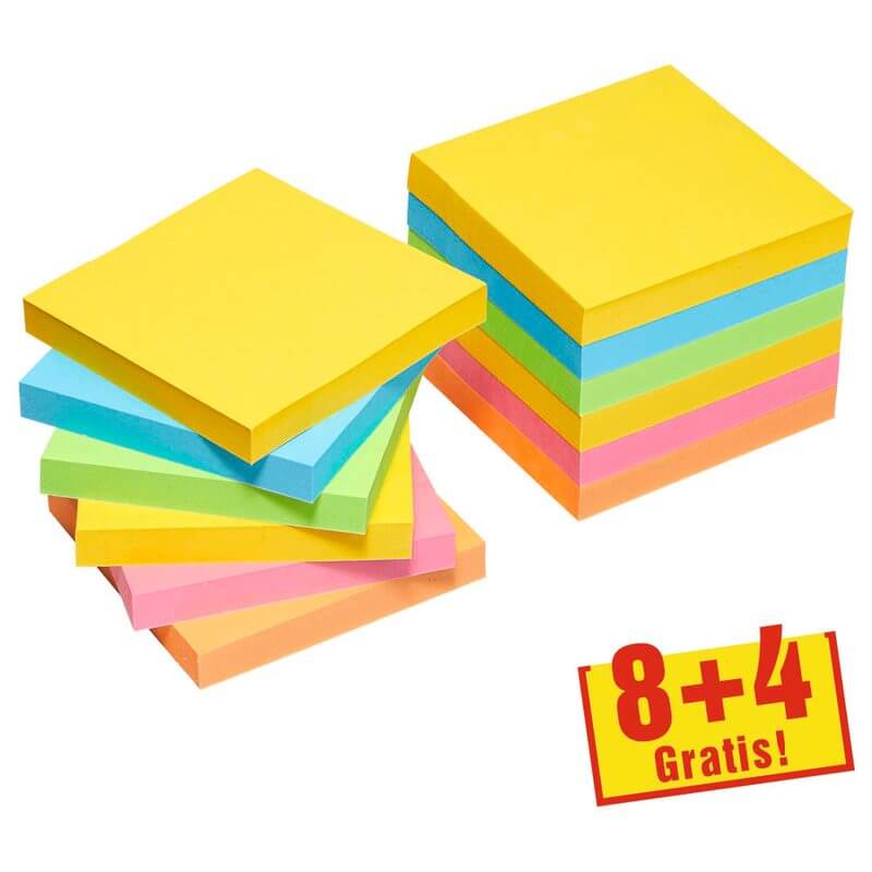 12 farbige Post-it® Carnival Haftnotizen extrastark farbsortiert