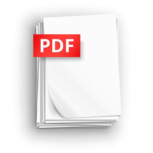 PDF-Zeichen und Papierstapel