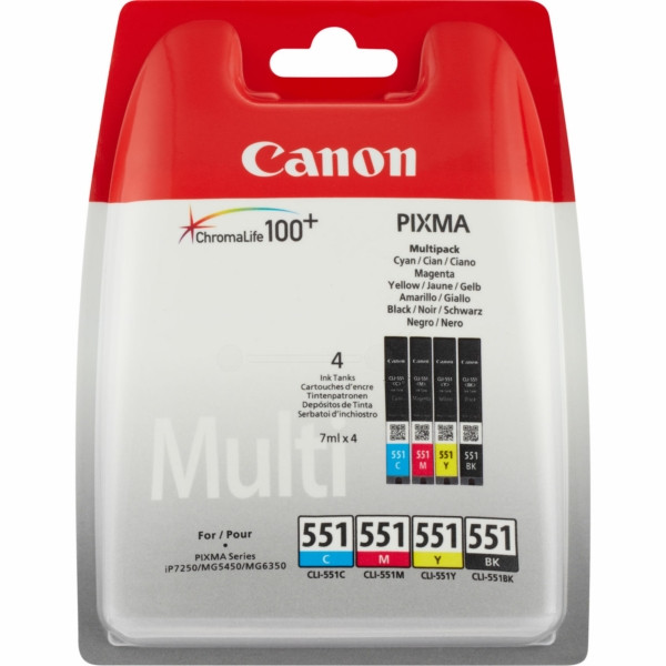 Original Tintenpatrone MultiPack Bk,C,M,Y Blister Canon CLI-551 (6509B009)