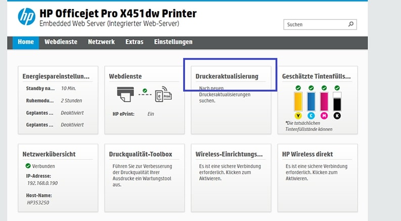 Firmware Updates HP-Drucker deaktivieren