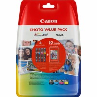 Original Tintenpatrone MultiPack Bk,C,M,Y + Fotopapier 10x15cm 50 Blatt Canon CLI-526 (4540B017)