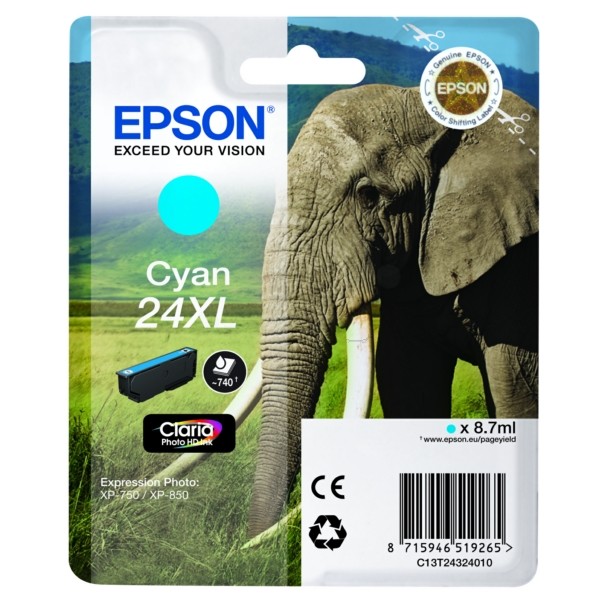 Original Tintenpatrone cyan High-Capacity Epson 24XL (C13T24324012)