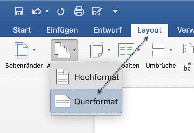 Drucksteuerung - Auswahl zwischen Querformat und Hochformat