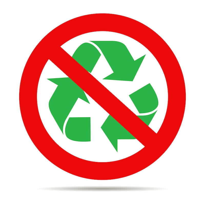 Recycling-Symbol durchgestrichen