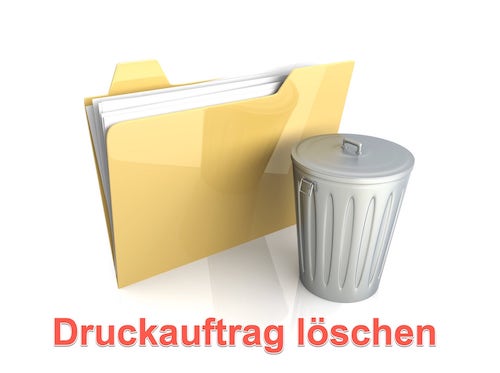 Druckaufträge löschen - Symbolbild Aktenmappe und Papierkorb