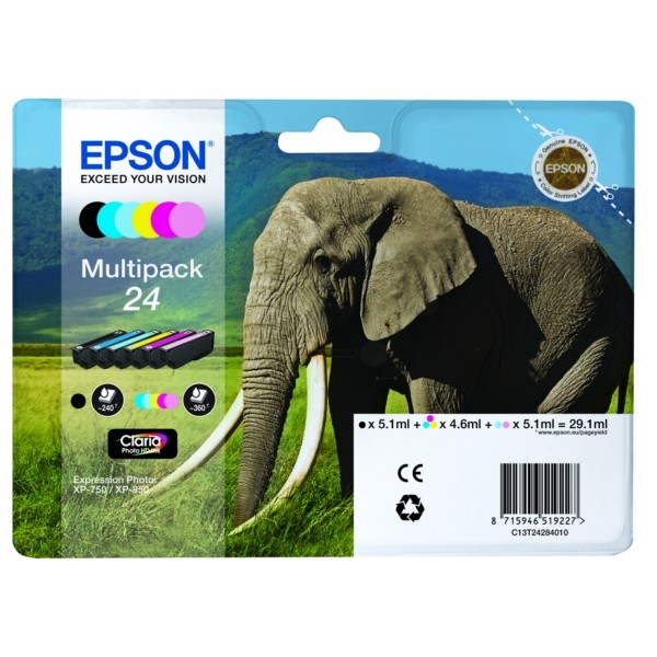 Original Tintenpatrone MultiPack Bk,C,M,Y,LC,LM Epson 24 (C13T24284011)