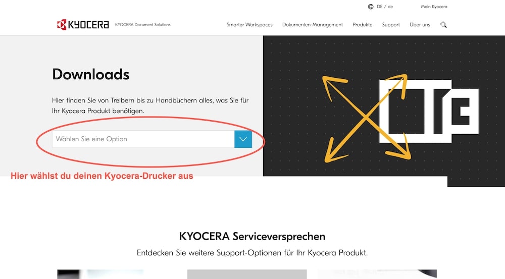 Kyocera-Treiber installieren