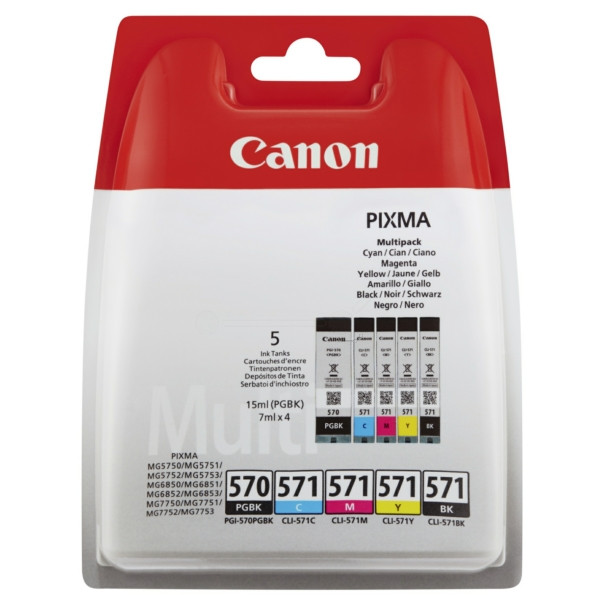 Original Tintenpatrone MultiPack 1xPGI BK + 1xCLI Bk,C,M,Y Canon PGI-570 CLI 571 (0372C004)