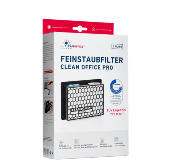2 Feinstaubfilter Clean Office, filtert Feinstaub aus Laserdruckern, Multifunktionsgeräten