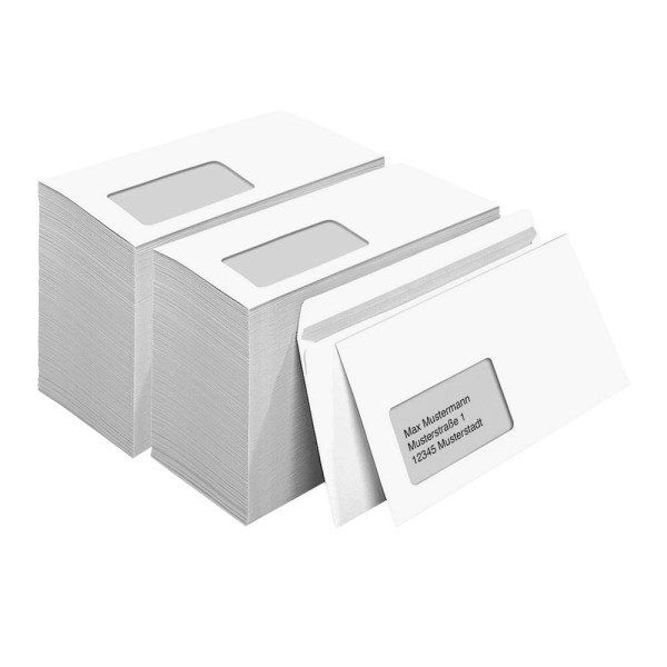 Briefumschläge DIN lang mit Fenster, weiß selbstklebend 1.000 Stück
