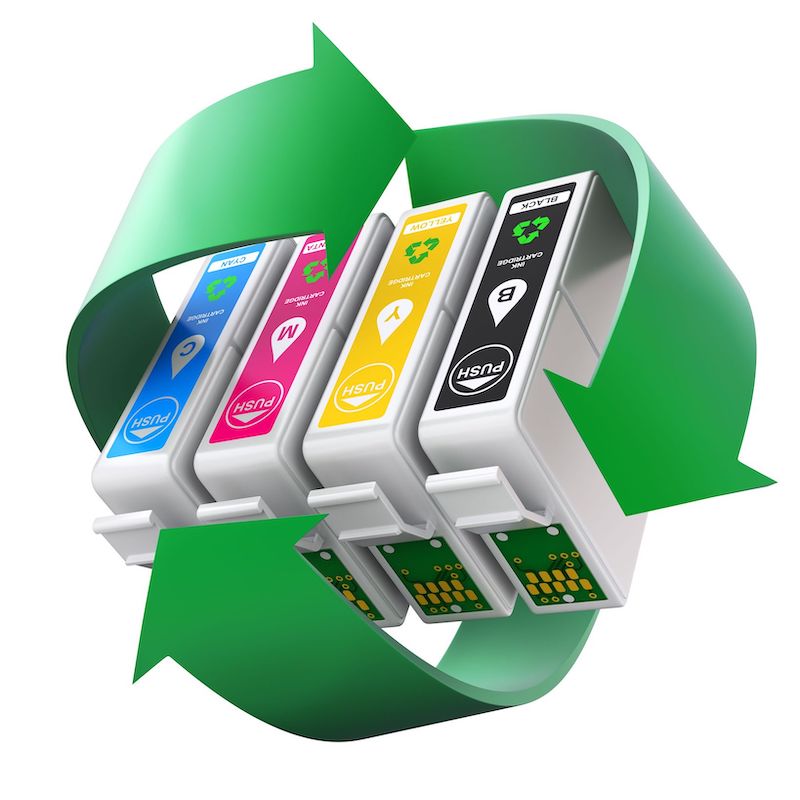 Druckerpatronen mit Recycling-Pfeilen
