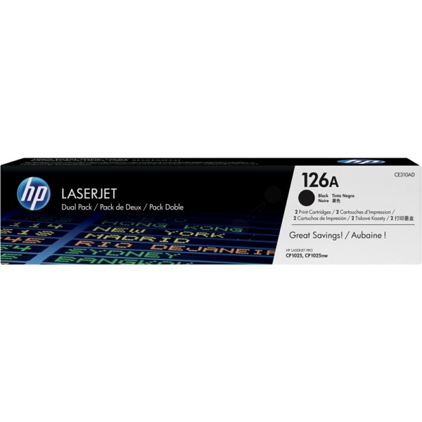 Original Toner schwarz Doppelpack HP 126A (CE310AD)