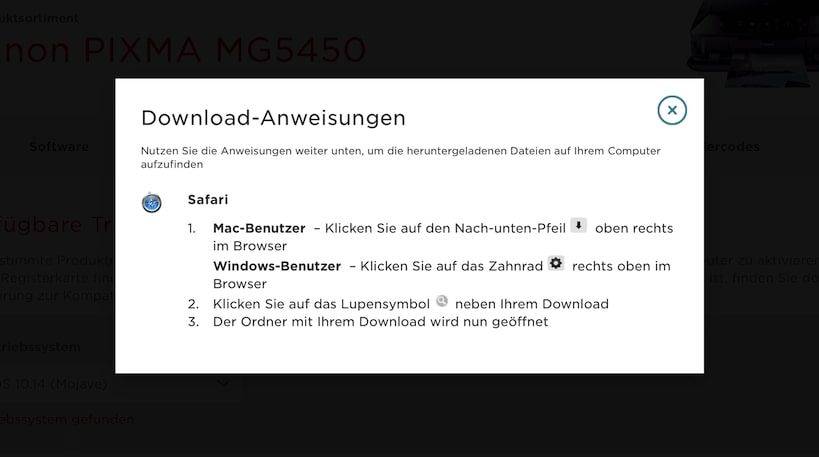 Anweisungen zum Auffinden der Setup-Datei - Canon Downloadcenter