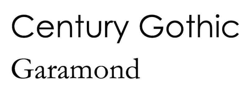 sparsame Schriftarten beim Drucken - Century Gothic und Garamond