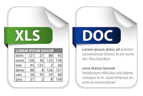 Symbol Word-Dokument und Excel-Tabelle