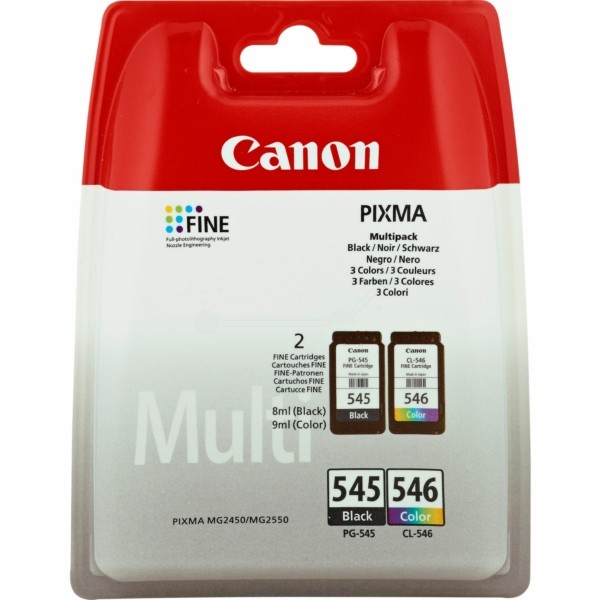 Original Tintenpatrone Multipack schwarz + color Canon PG-545 CL 546 (8287B005)